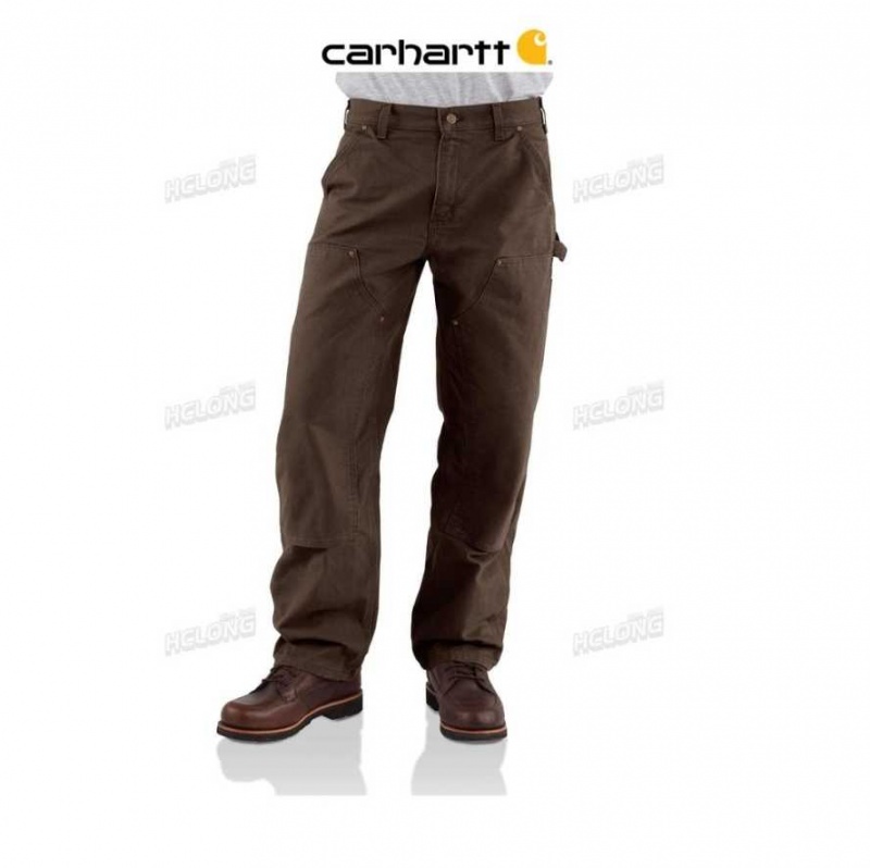 Marron Foncé Carhartt Loose Fit Washed Duck Double-Front Utility Travail Pant Marron - Danmark OXD-4790286