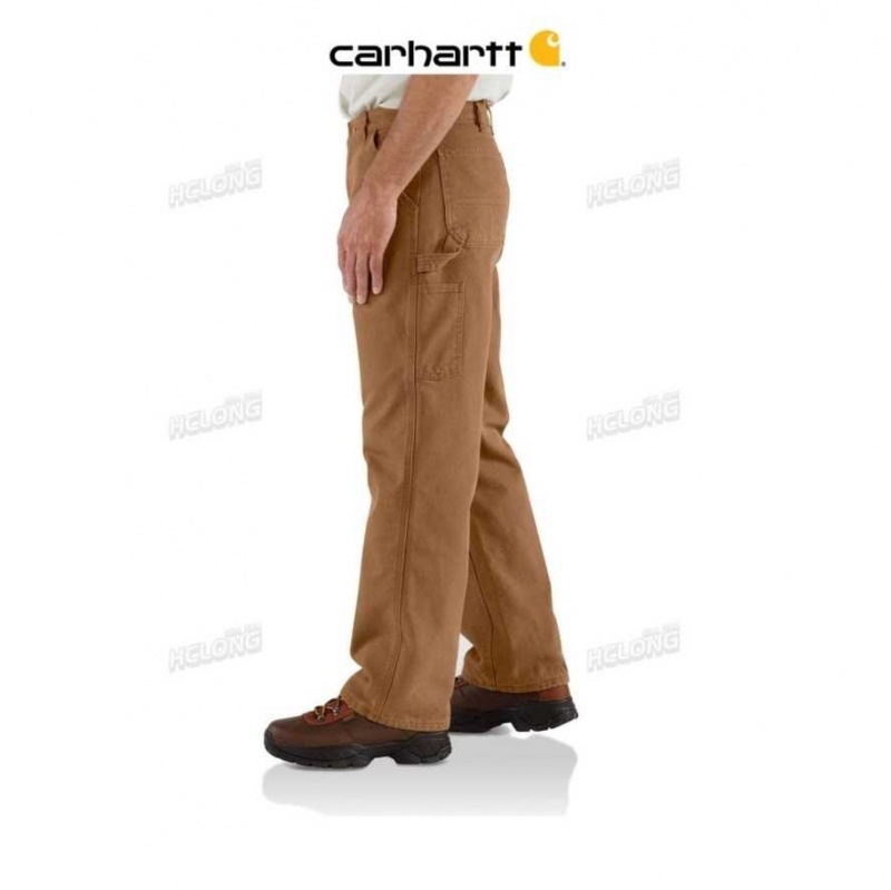 Marron Carhartt Loose Fit Washed Duck Flannel-Doublée Utility Travail Pant - Danmark MNV-0221383