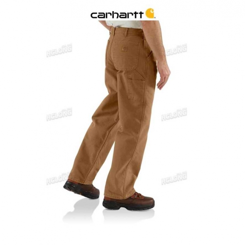 Marron Carhartt Loose Fit Washed Duck Flannel-Doublée Utility Travail Pant - Danmark MNV-0221383