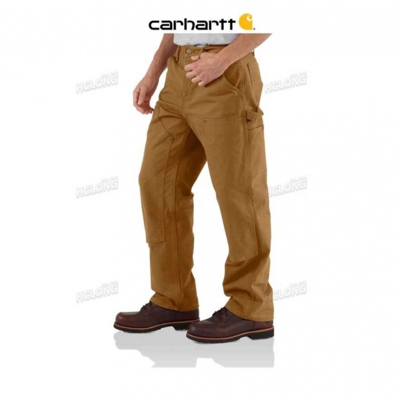 Marron Carhartt Loose Fit Washed Duck Double-Front Utility Travail Pant - Danmark TYI-9881293