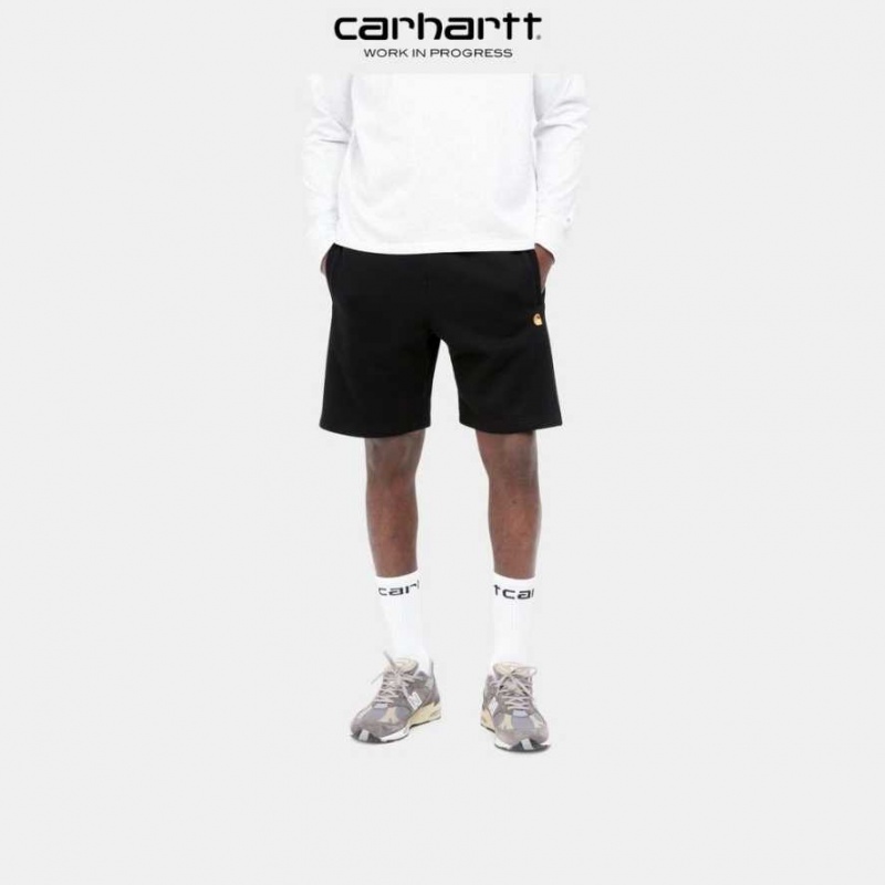 Noir Carhartt Wip Chase Sweat Corta - Danmark OKH-6472526