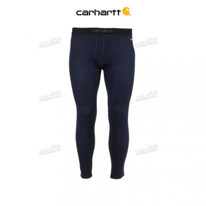 Bleu Marine Carhartt Force Midweight Micro-Grid Base Layer Pant Bleu - Danmark CAL-9701630