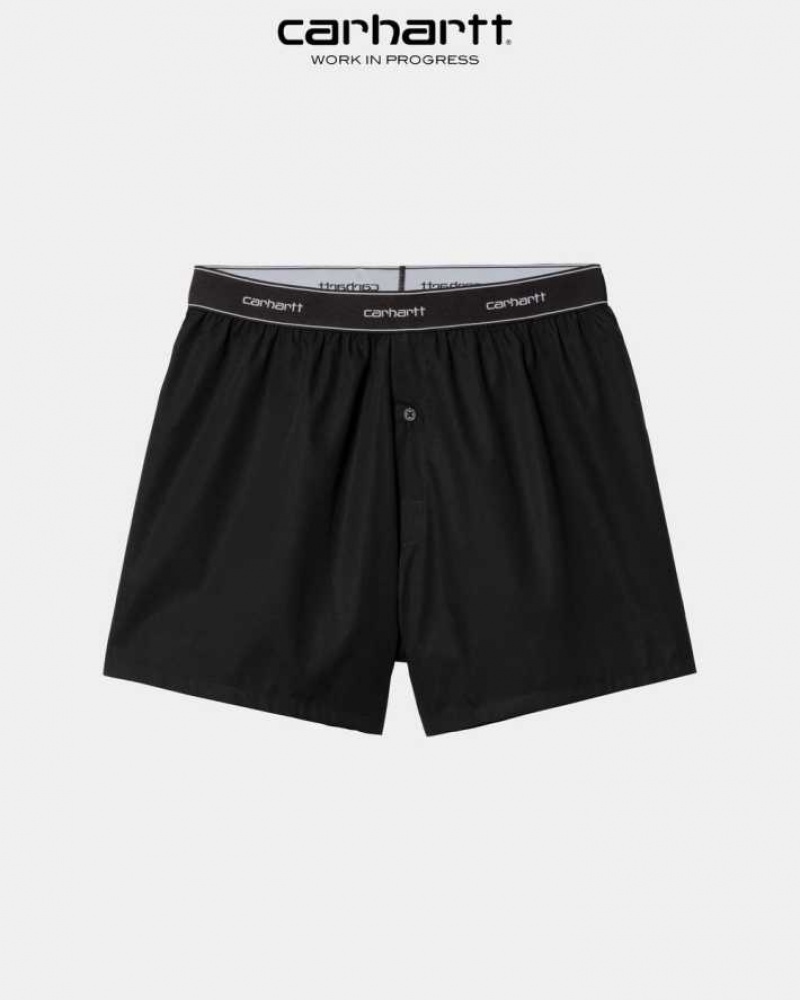 Noir Carhartt Wip Coton Script Boxers - Danmark UYE-0020027