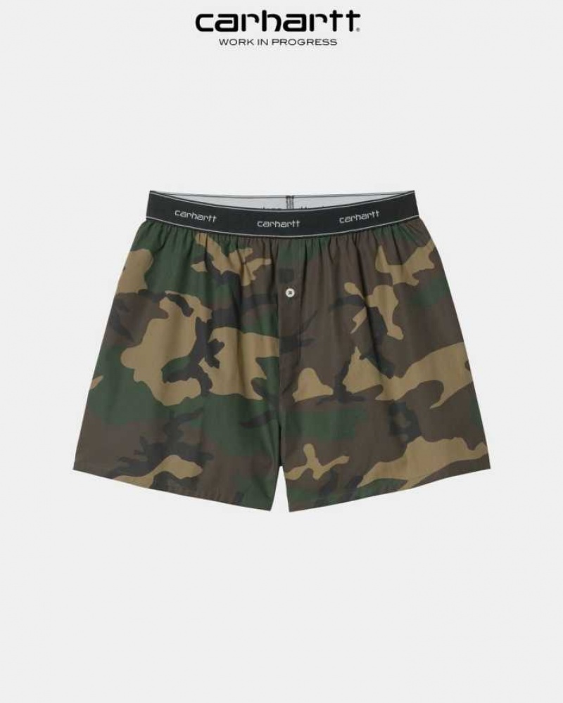 Camouflage Carhartt Wip Coton Script Boxers - Danmark EGL-2330132