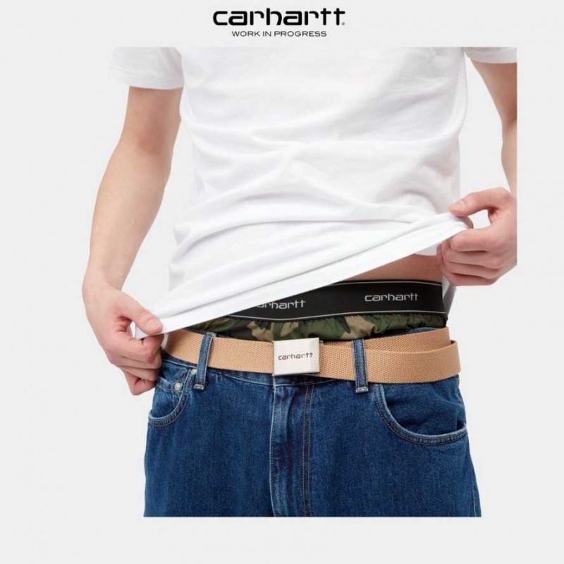 Camouflage Carhartt Wip Coton Script Boxers - Danmark EGL-2330132