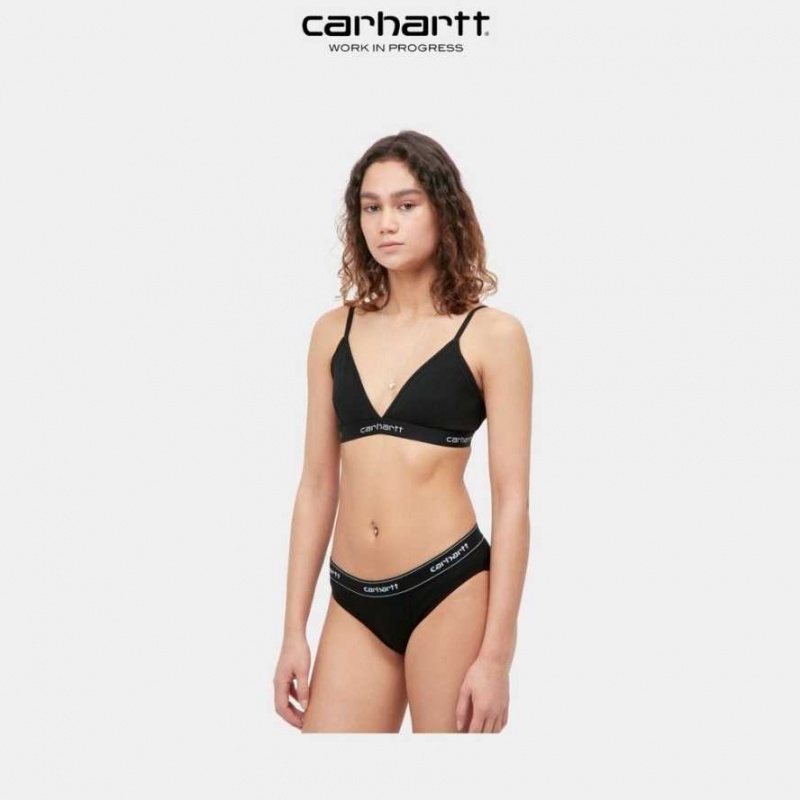 Noir Carhartt Wip Script Triangle Bra - Danmark EHQ-7046928