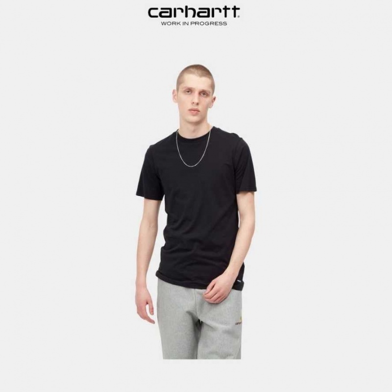 Noir Carhartt Wip Standard Crew Neck T-Shirt (2 Pack) - Danmark FIE-6168627