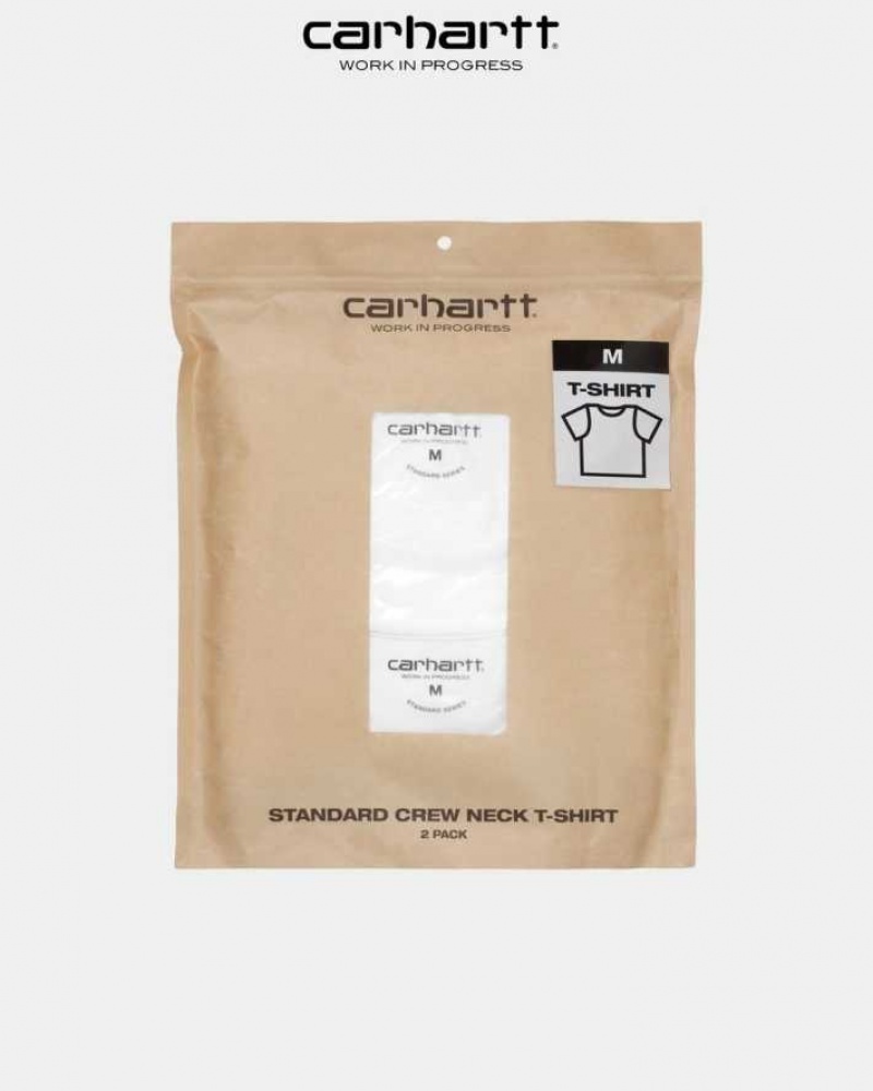 Blanche Carhartt Wip Standard Crew Neck T-Shirt (2 Pack) - Danmark KKF-2892916