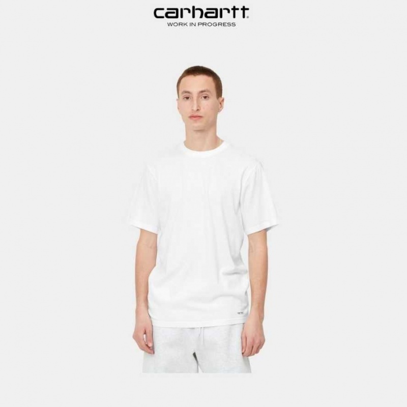 Blanche Carhartt Wip Standard Crew Neck T-Shirt (2 Pack) - Danmark KKF-2892916