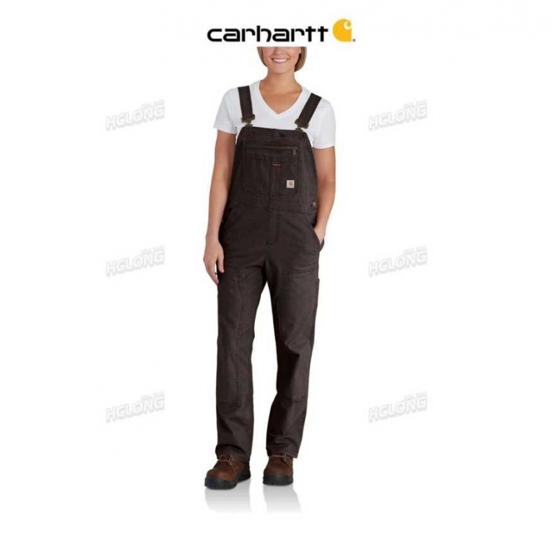 Marron Foncé Carhartt Rugged Flex Loose Fit Tela Bib Overall Marron - Danmark MBC-9340078