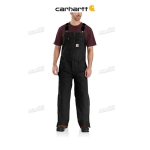 Noir Carhartt Loose Fit Washed Duck Insulated Bib Overall - Danmark DXQ-6428092