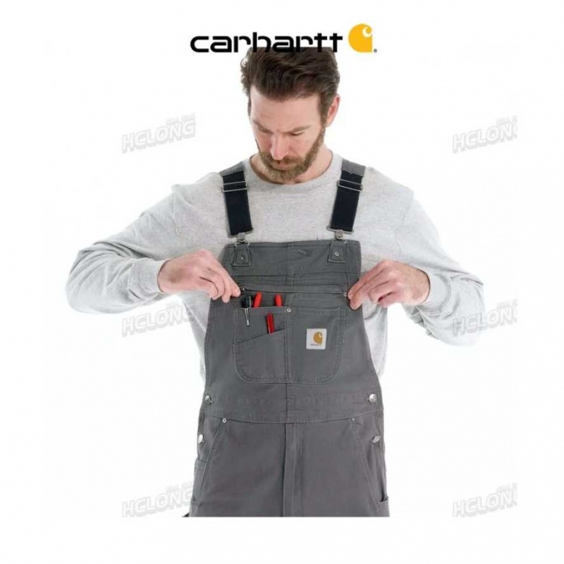 Gravel Carhartt Rugged Flex Relaxed Fit Tela Bib Overall - Danmark FDF-4218072