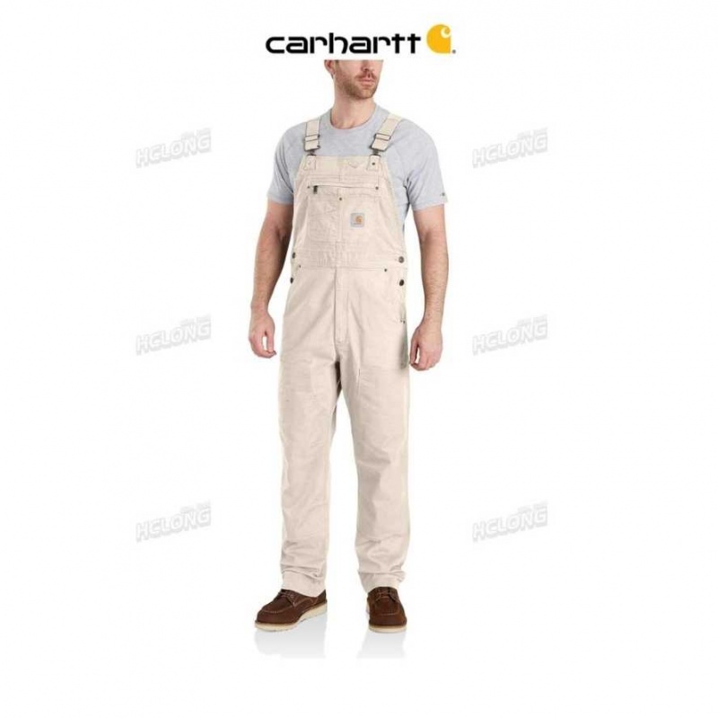 Natural Carhartt Rugged Flex Relaxed Fit Tela Bib Overall - Danmark JQR-0217717