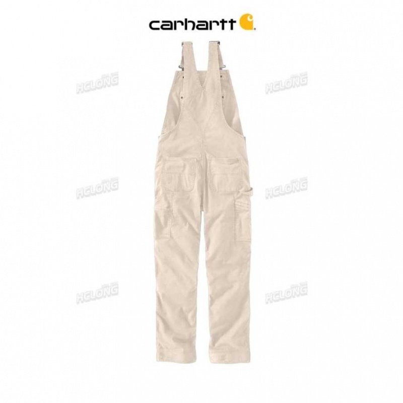 Natural Carhartt Rugged Flex Relaxed Fit Tela Bib Overall - Danmark JQR-0217717