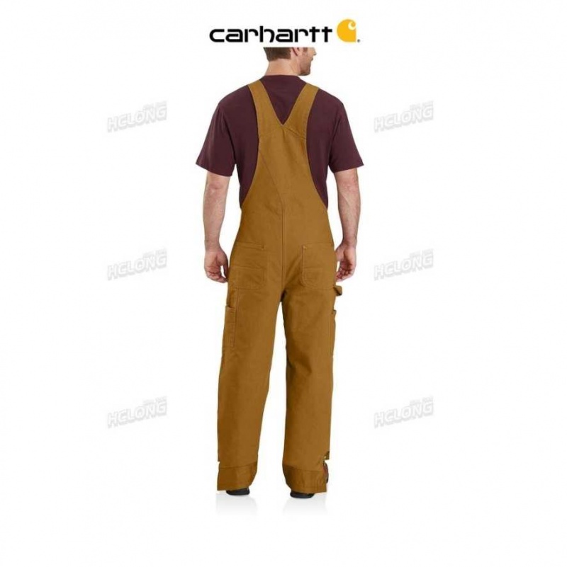 Marron Carhartt Loose Fit Washed Duck Insulated Bib Overall - Danmark VIE-6106592