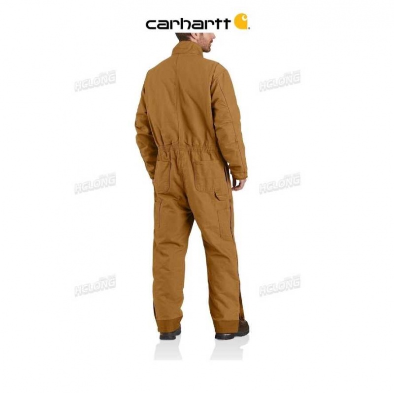 Marron Carhartt Loose Fit Washed Duck Insulated Coverall - Danmark UKV-1809167