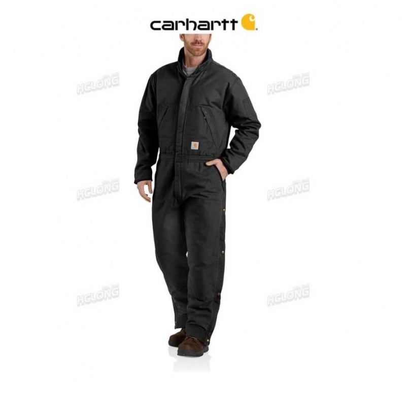 Noir Carhartt Loose Fit Washed Duck Insulated Coverall - Danmark HQK-0026554