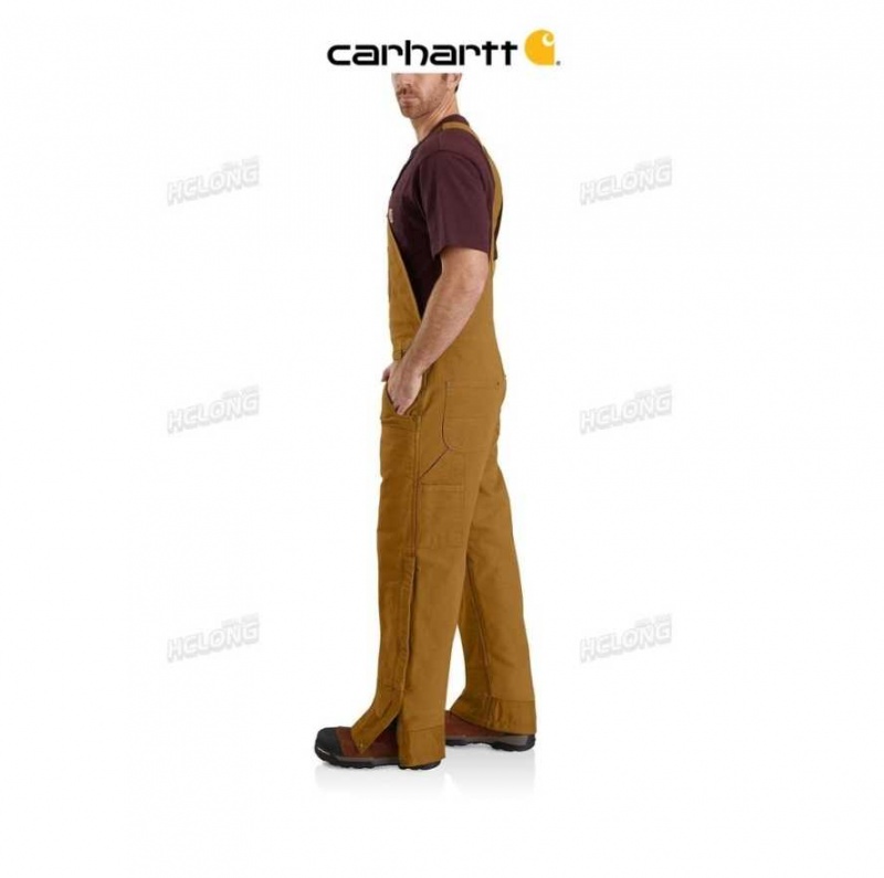 Marron Carhartt Loose Fit Washed Duck Insulated Bib Overall - Danmark VIE-6106592