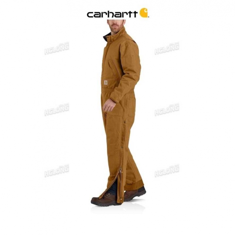 Marron Carhartt Loose Fit Washed Duck Insulated Coverall - Danmark UKV-1809167