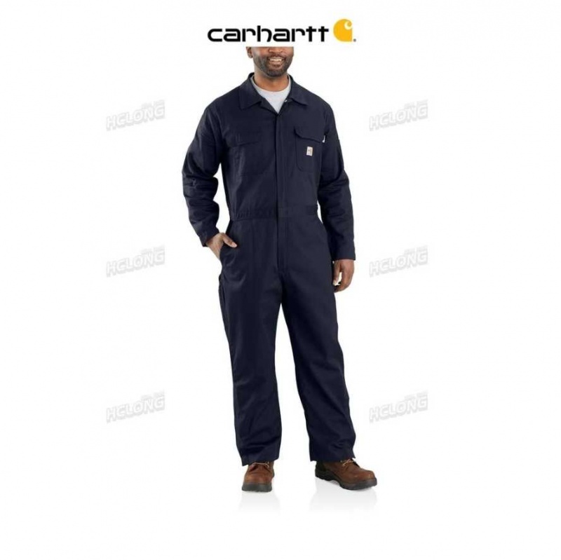 Bleu Marine Foncé Carhartt Flame-Resistant Loose Fit Twill Coverall Bleu Marine - Danmark MIN-0499427