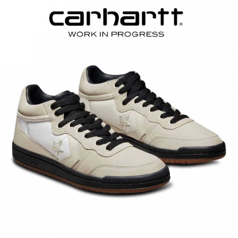 Blanche Noir Carhartt Wip x Converse Fastbreak Pro Cons Mid Blanche - Danmark SIN-3075458