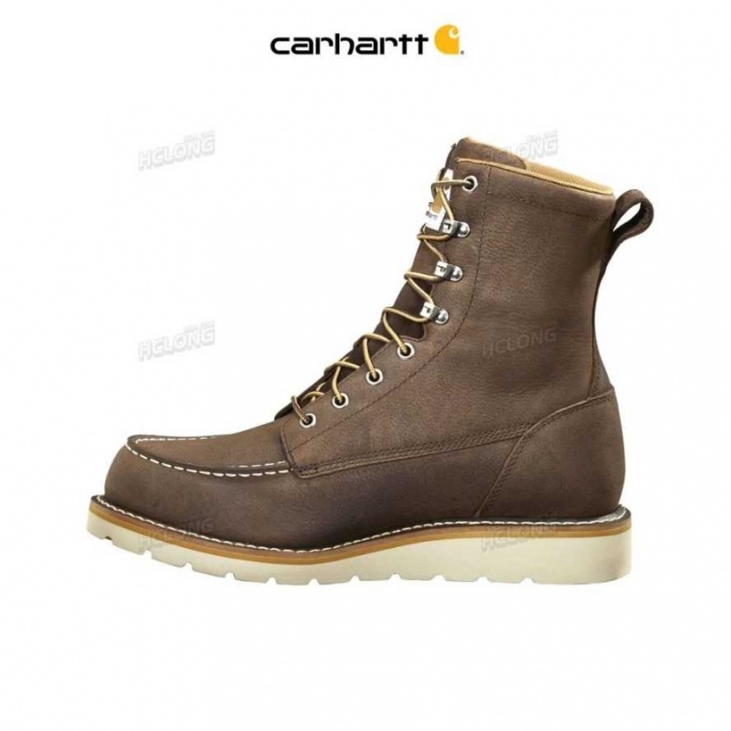 Marron Foncé Carhartt 8-Inch Non-Sécurité Embout Wedge Boot Marron - Danmark BDZ-5820826