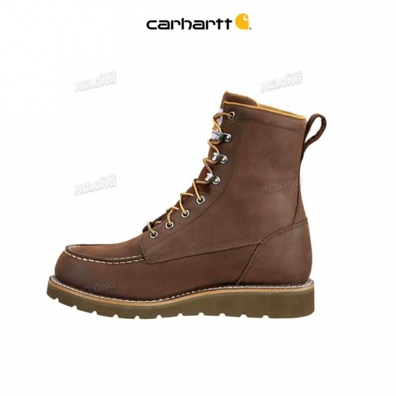 Marron Foncé Carhartt 8-Inch Moc Non-Sécurité Embout Wedge Boot Marron - Danmark JDM-6754943