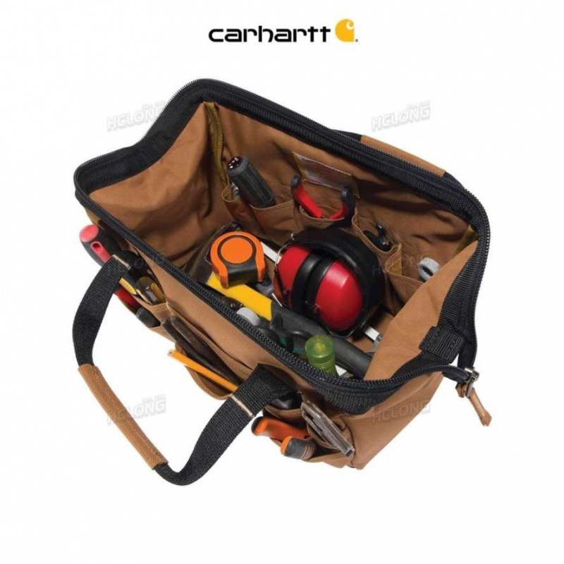 Marron Carhartt 14-Inch 25 Pocket Heavyweight Tool Bag - Danmark THS-2347028