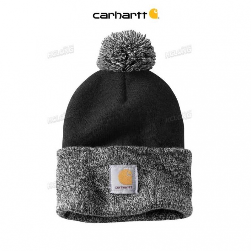 Noir Carhartt Knit Pom-Pom Cuffed Beanie - Danmark NXZ-2625702