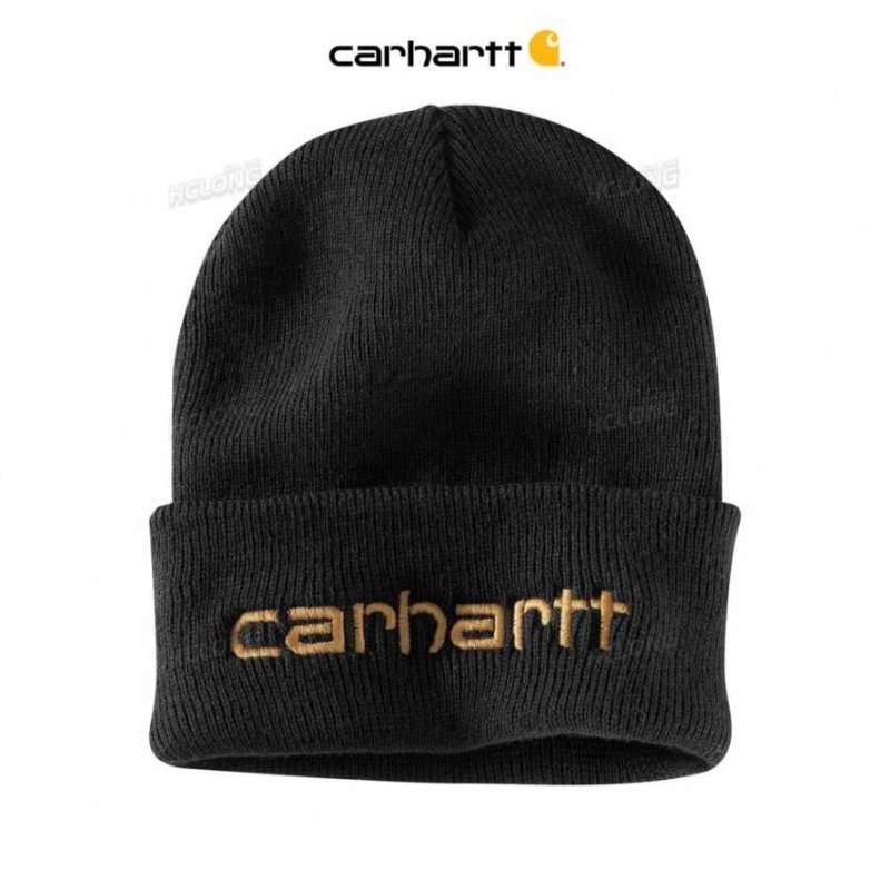 Noir Carhartt Knit Insulated Logo Graphique Cuffed Beanie - Danmark NXJ-3972859