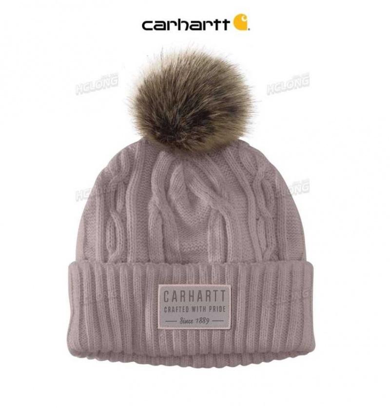 Ash Violet Carhartt Knit Pom-Pom Beanie Ash - Danmark TGX-2331952