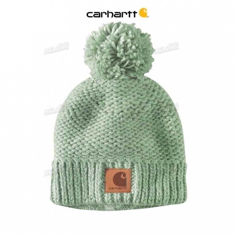 Jade Carhartt Rib Knit Sherpa-Doublée Pom-Pom Beanie - Danmark IHY-9762027