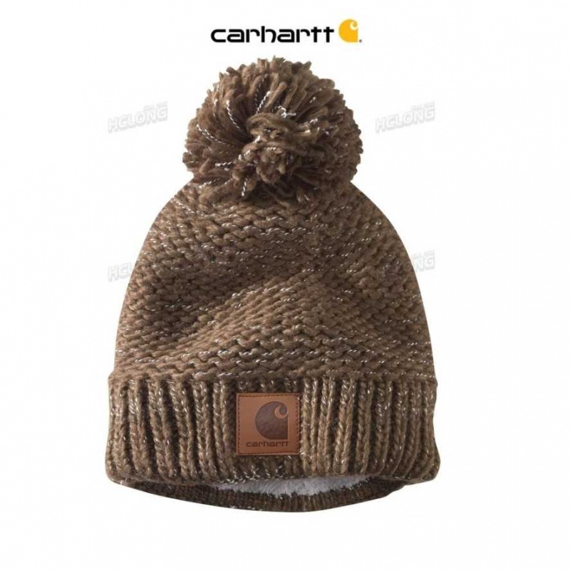 Cafe Carhartt Rib Knit Sherpa-Doublée Pom-Pom Beanie - Danmark PXB-0216238