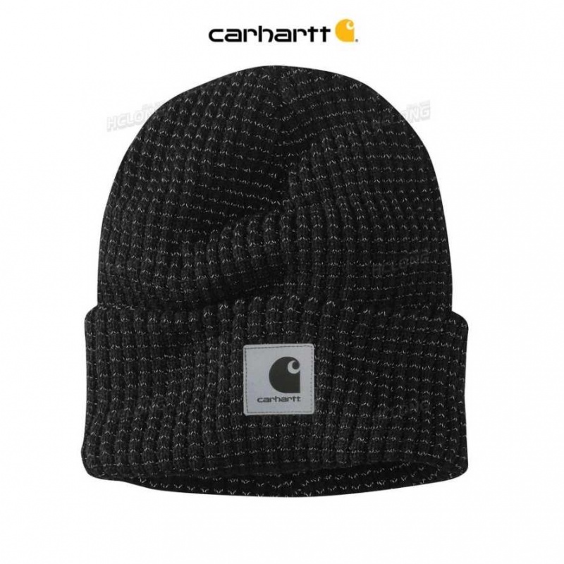 Noir Carhartt Knit Reflective Patch Beanie - Danmark VVH-0247928