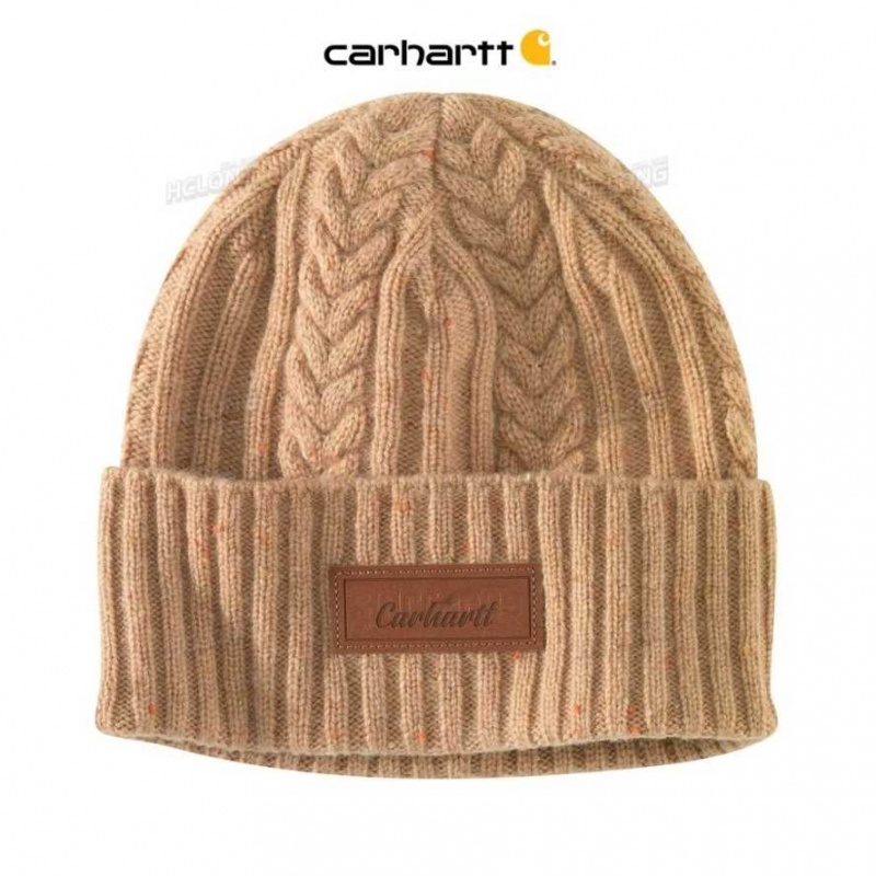 Camel Nep Carhartt Rib Knit Fisherman Beanie Camel - Danmark TUN-2556892