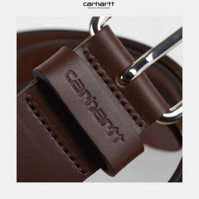 Marron Foncé Carhartt Wip Script Belt Marron - Danmark WHE-0791365