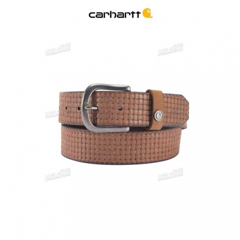 Marron Carhartt Saddle Cuir Basketweave Belt - Danmark IHP-3736725