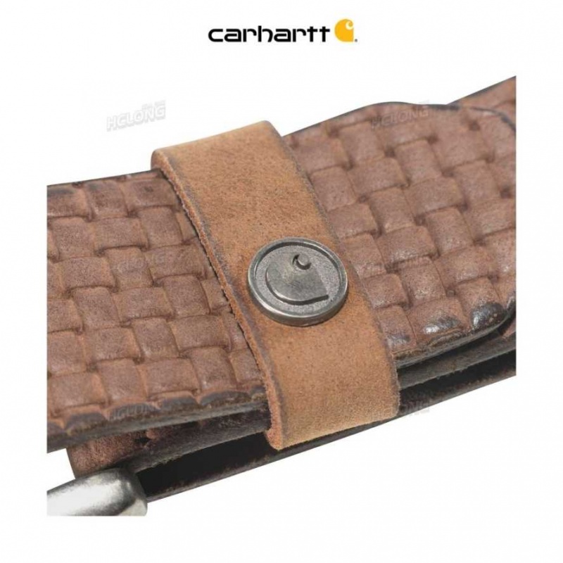 Marron Carhartt Saddle Cuir Basketweave Belt - Danmark IHP-3736725