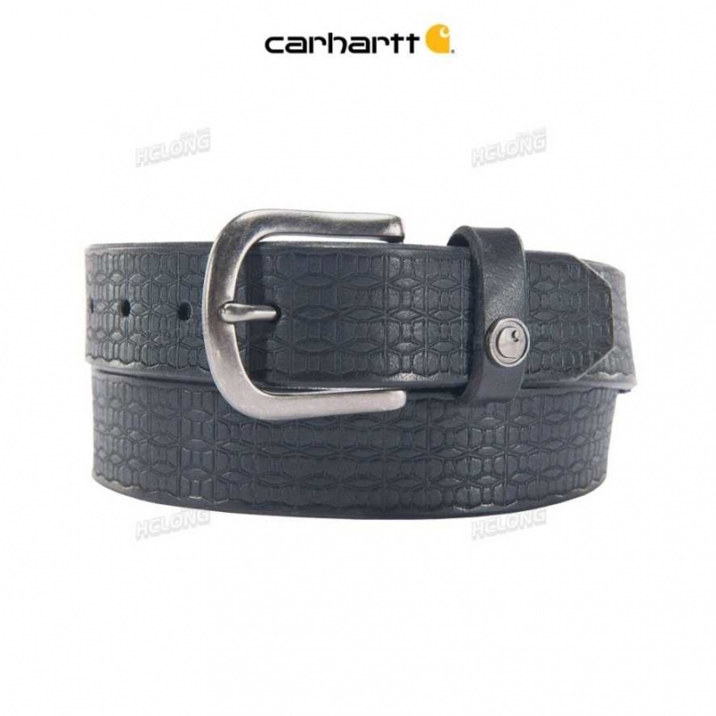 Noir Carhartt Saddle Cuir Basketweave Belt - Danmark MNY-5522016