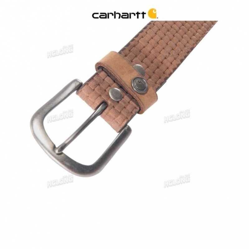 Marron Carhartt Saddle Cuir Basketweave Belt - Danmark IHP-3736725