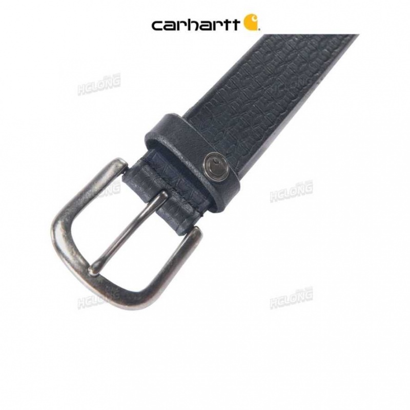 Noir Carhartt Saddle Cuir Basketweave Belt - Danmark MNY-5522016