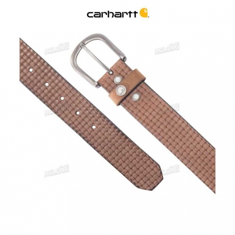 Marron Carhartt Saddle Cuir Basketweave Belt - Danmark IHP-3736725