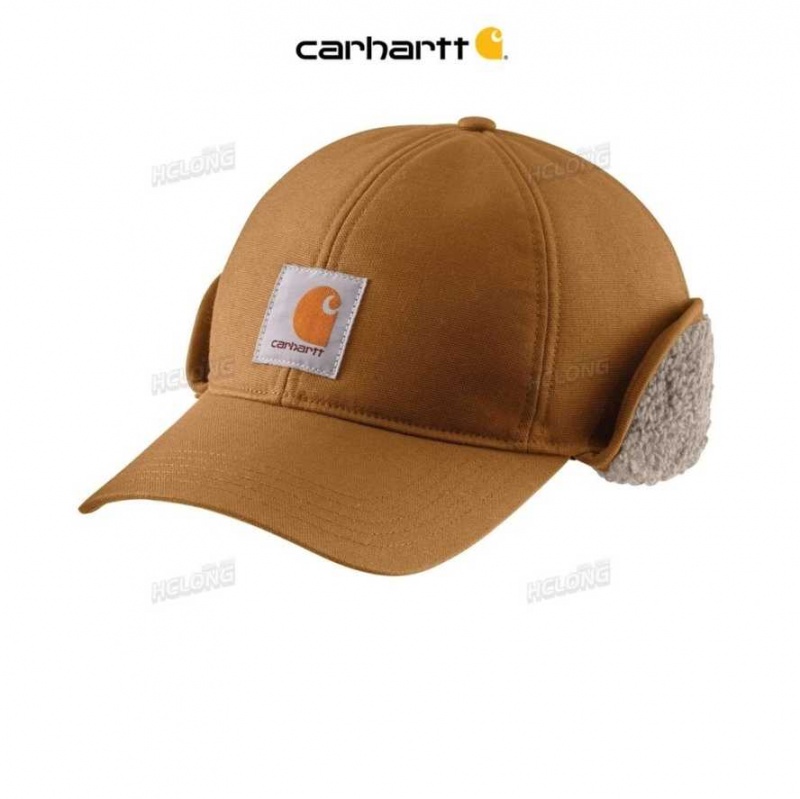 Marron Carhartt Rain Defender Tela Earflap Cap - Danmark ZCZ-3572101