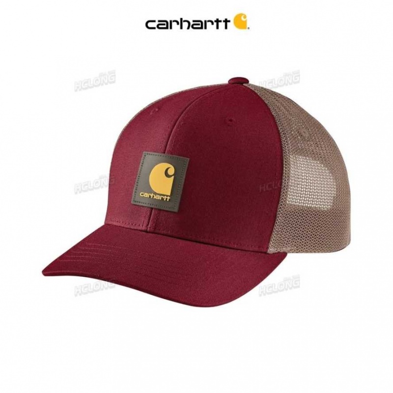 Bordeaux Carhartt Rugged Flex Twill Mesh-Back Logo Patch Cap - Danmark KJD-3266720