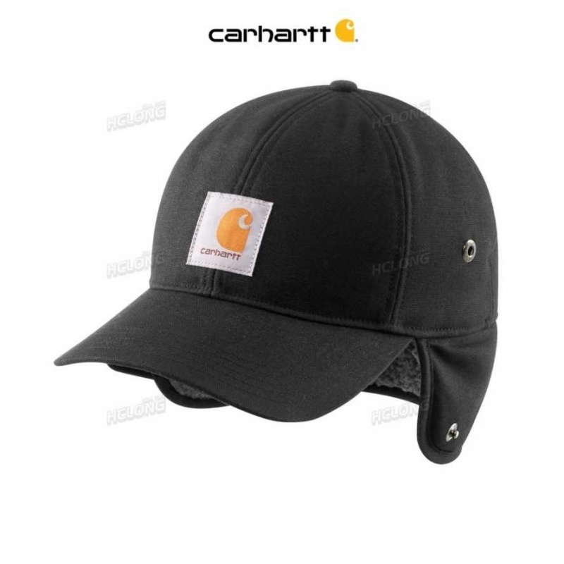 Noir Carhartt Rain Defender Tela Earflap Cap - Danmark HUB-1578402