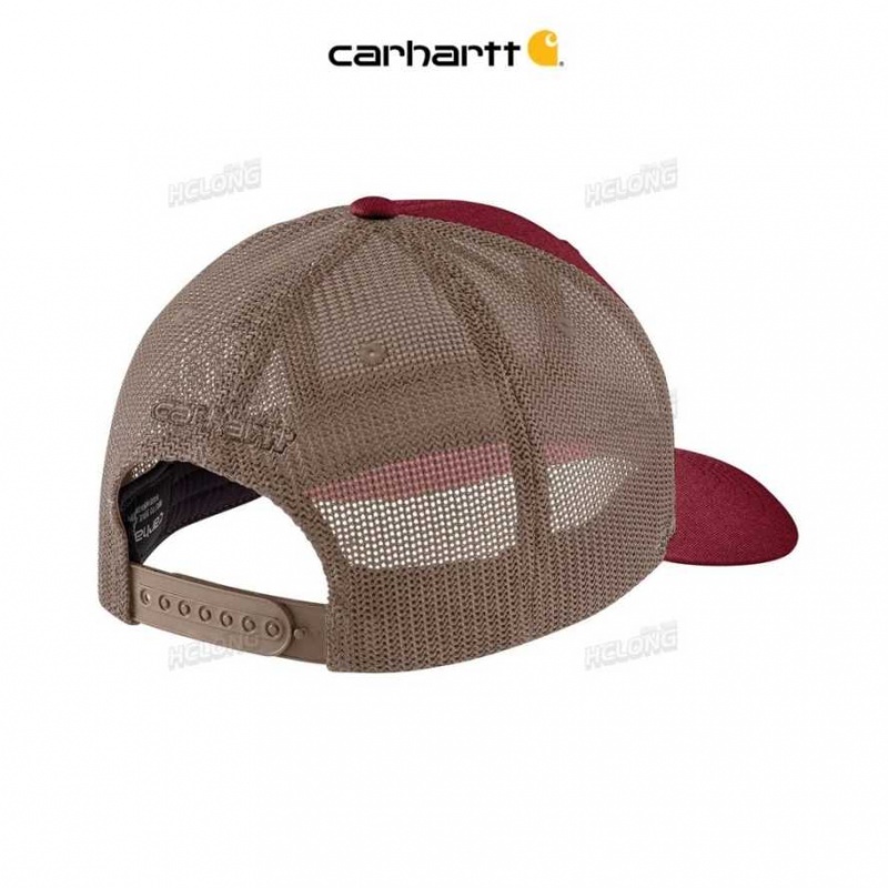 Bordeaux Carhartt Rugged Flex Twill Mesh-Back Logo Patch Cap - Danmark KJD-3266720