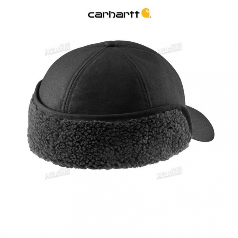 Noir Carhartt Rain Defender Tela Earflap Cap - Danmark HUB-1578402