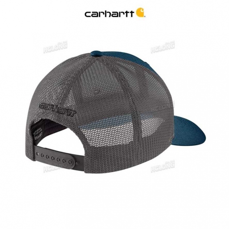 Bleu Carhartt Rugged Flex Twill Mesh-Back Logo Patch Cap - Danmark XEP-8769023