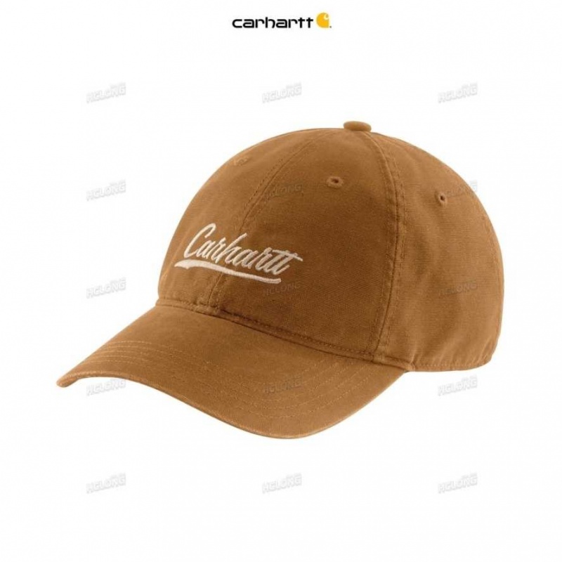 Marron Carhartt Tela Script Graphique Cap - Danmark VHZ-3011412