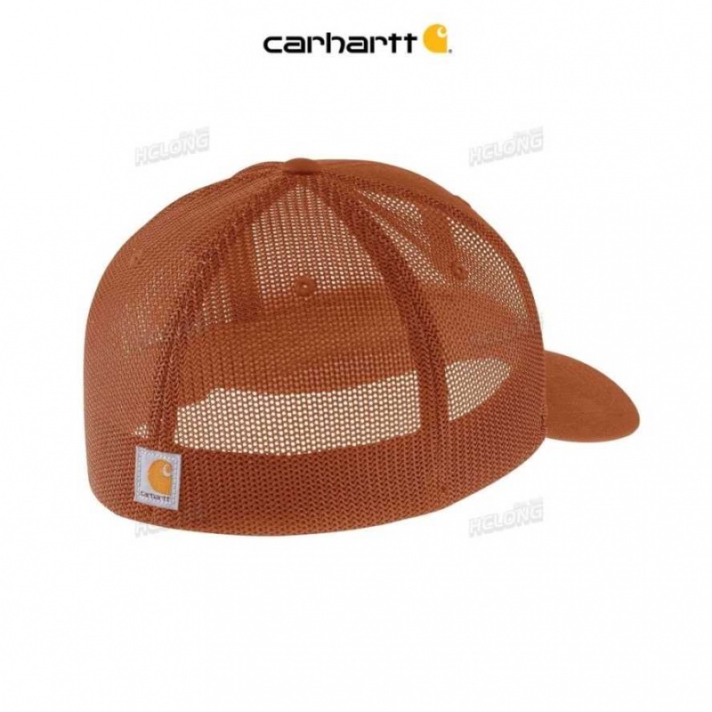 Burnt Sienna Carhartt Rugged Flex Fitted Tela Mesh-Back Logo Graphique Cap Burnt - Danmark APY-0734643